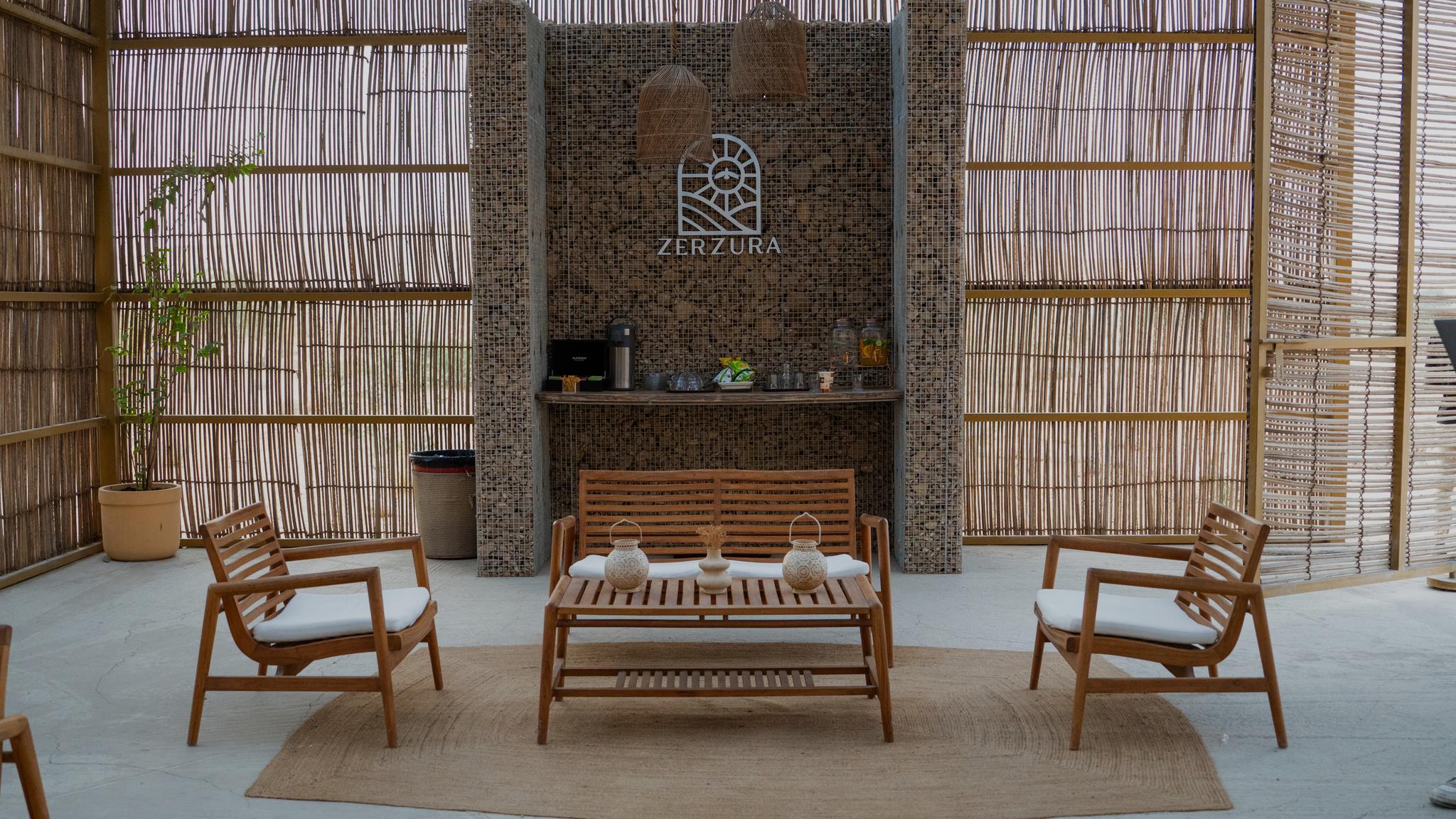 Zerzura desert camp lounge area in Mleiha for private dining experiences